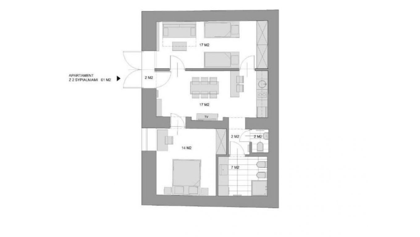 SEWA II - Bedroom 1: 1 double bed. Bedroom 2: 2 single beds. Living room: 1 sofa bed.